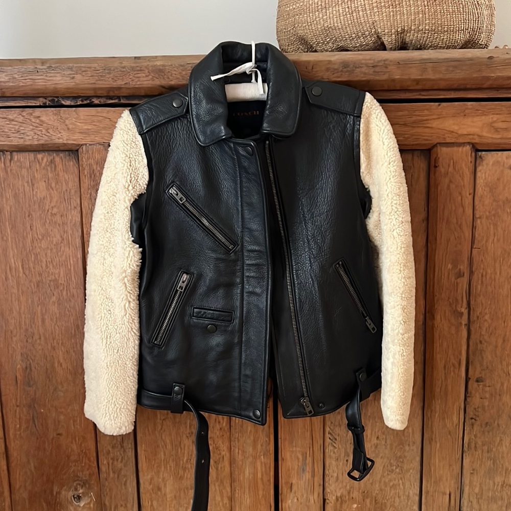 Coach leather/shearling jacket S nwt